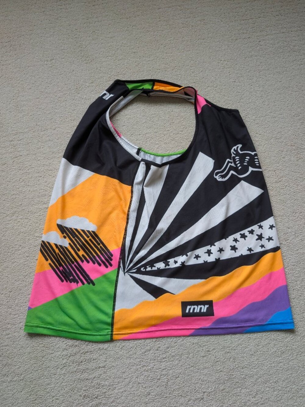 LN RNNR Rabbit Men's Large Vibrant Color Print Tank Top NEON Running Singlet EUC - Picture 10 of 15
